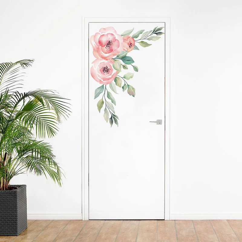Etiqueta de puerta floral