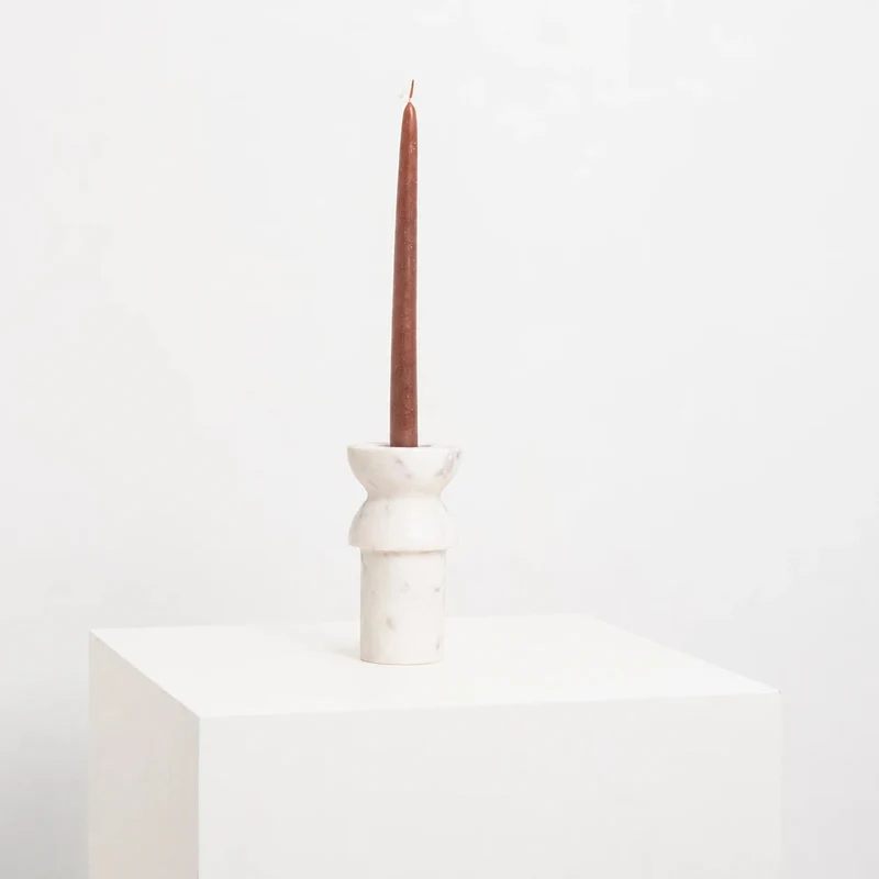 Bougeoir en Marbre Blanc