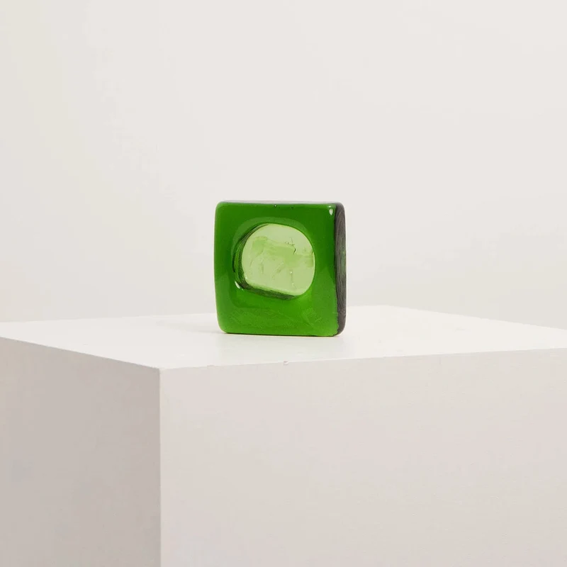 Vide-Poche Carré en Verre Massif Vert Émeraude