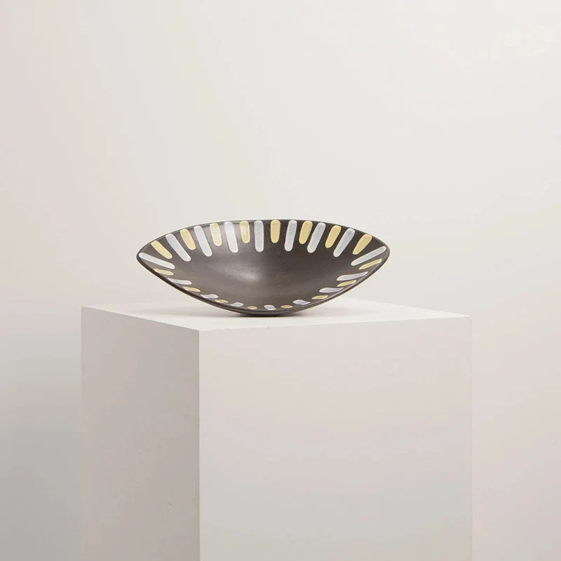 Coupe Ovale en Céramique Noire Signé EKEBY