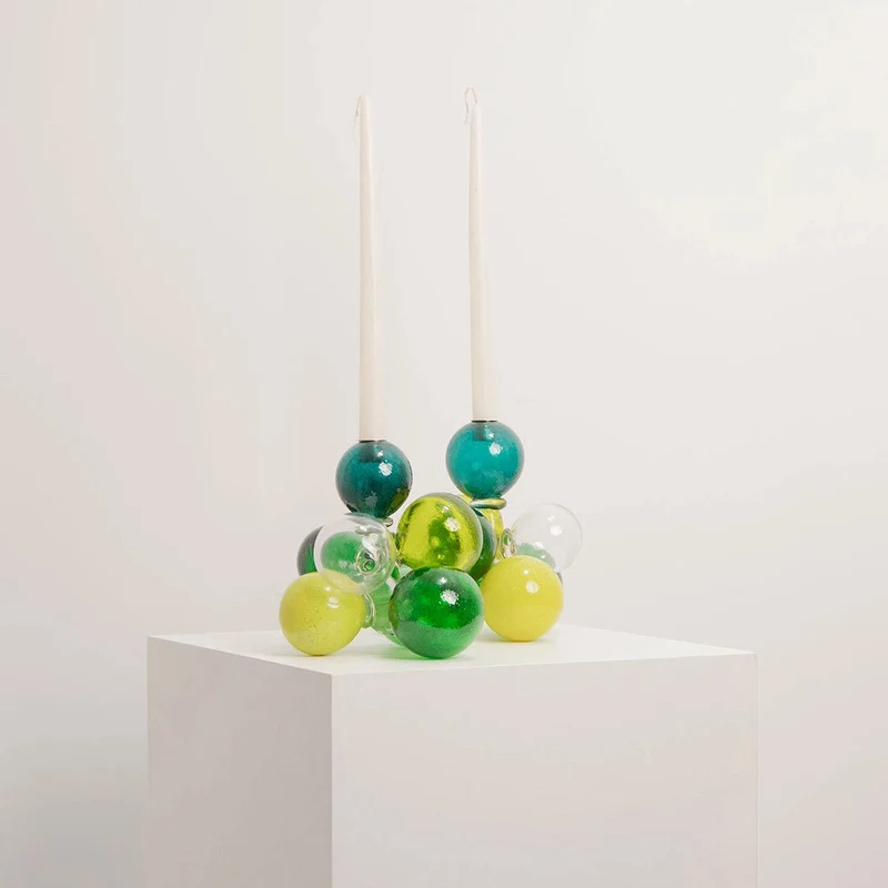 Bougeoir Sculptural en Verre Coloré