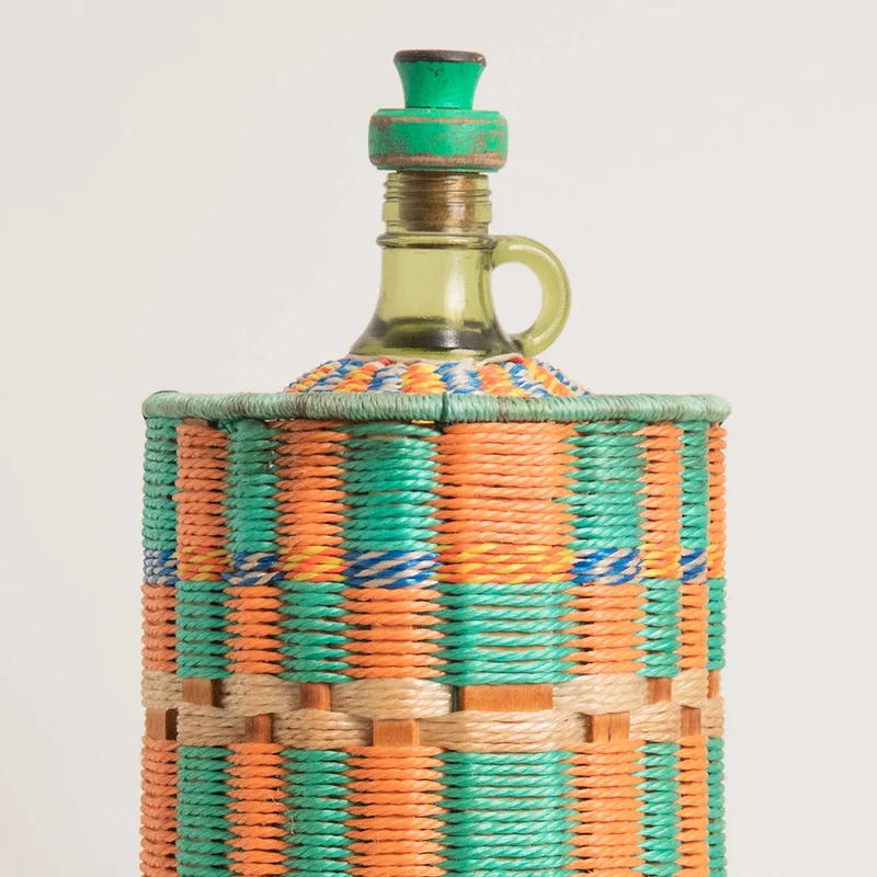 Bouteille en Verre à Tressage Multicolore