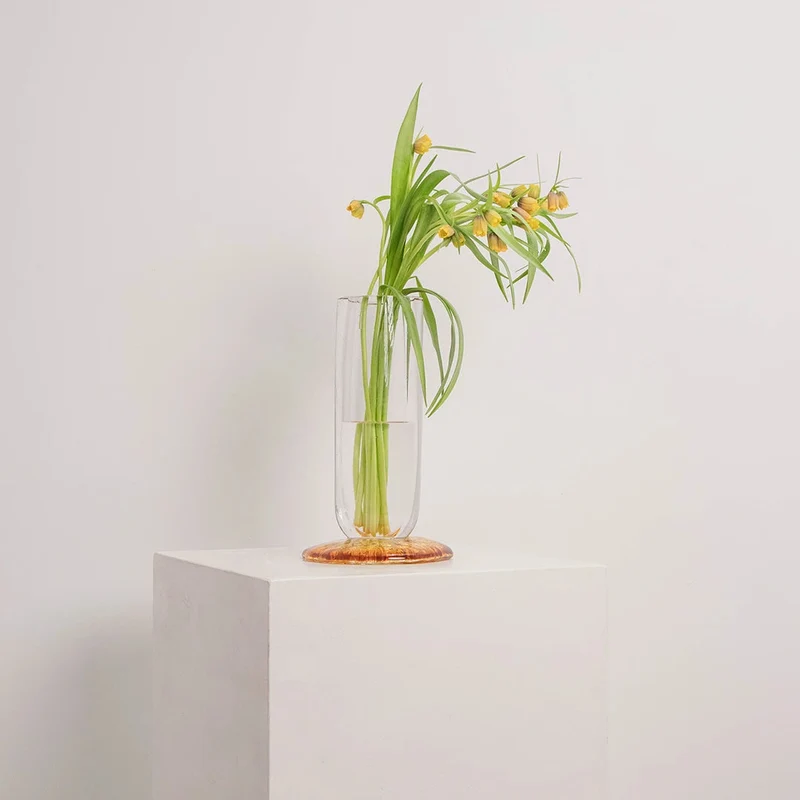 Vase Cylindrique en Verre sur Pied