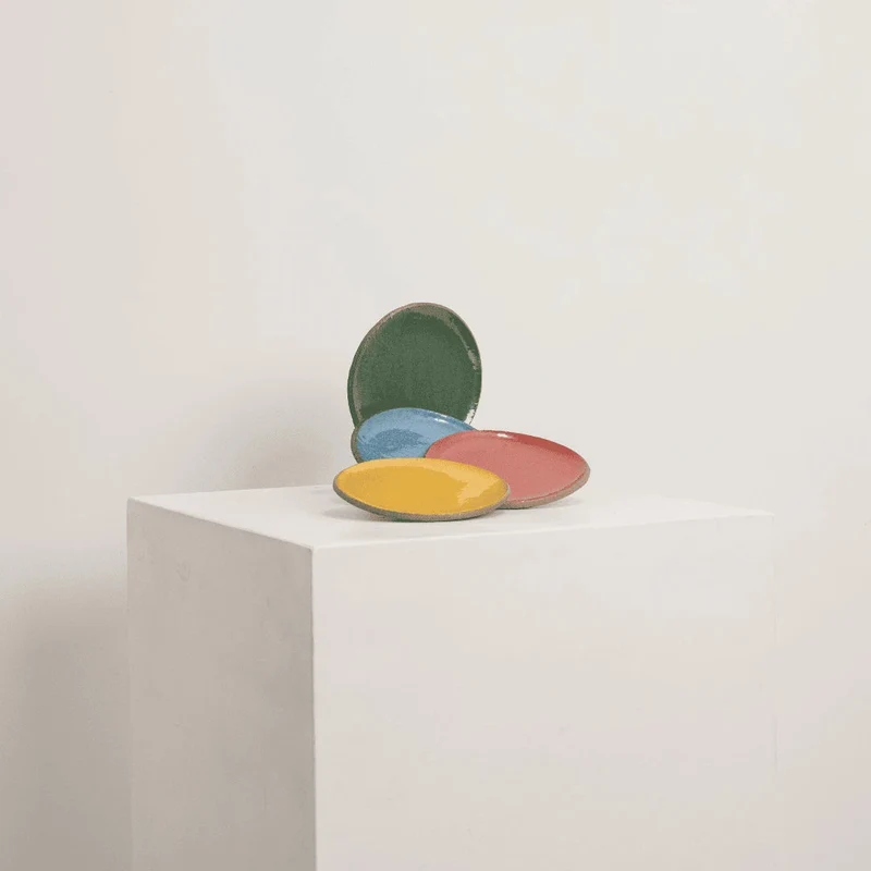 Assiette à Dessert en Grès et Ciment