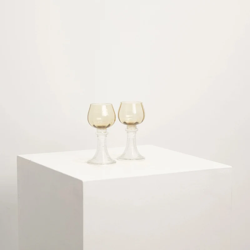 Paire de Verres Côtelés Ambre & Transparents