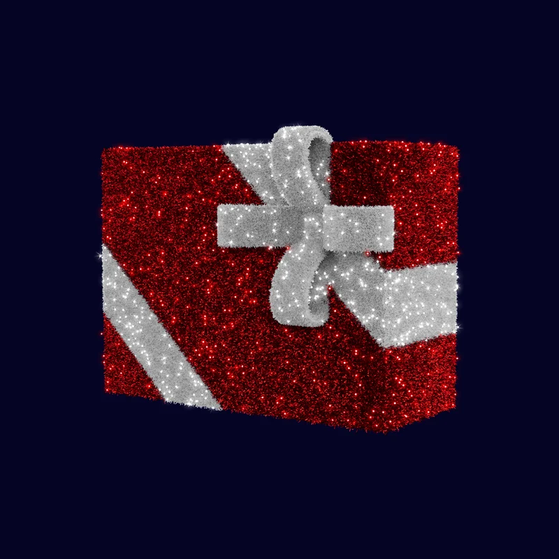Décor de noël 3D Cadeau couché H1,5 x L2 x P0,8m