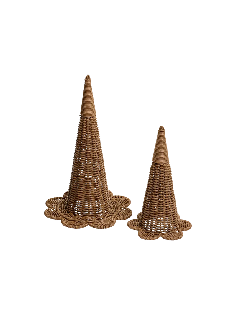 Ensemble de chapeau de sorcière décoratif en rotin – Naturel