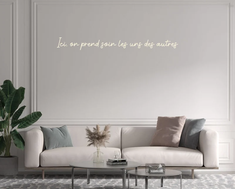 Custom text: Ici, on prend soin les uns des autres