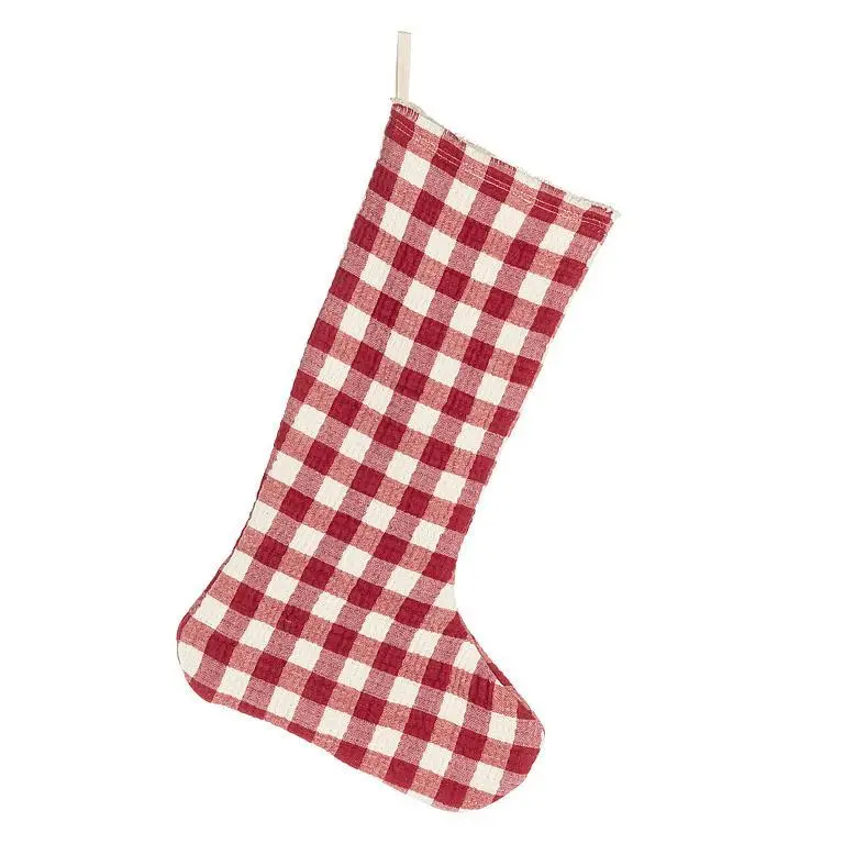 Bas de Noël à carreaux